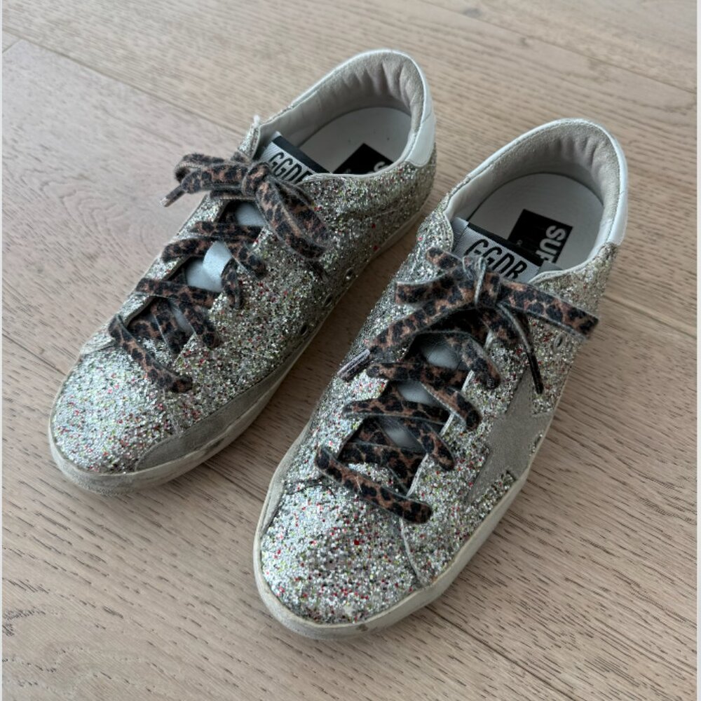Golden Goose Superstar Low-Top Silver Glitter Sneaker 38 - Picture 8 of 11